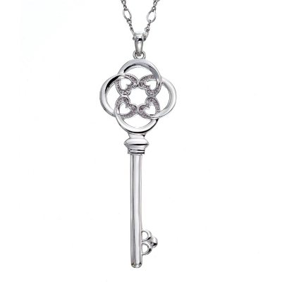 Diamond Accent Key Pendant in Sterling Silver (H-I, I1)