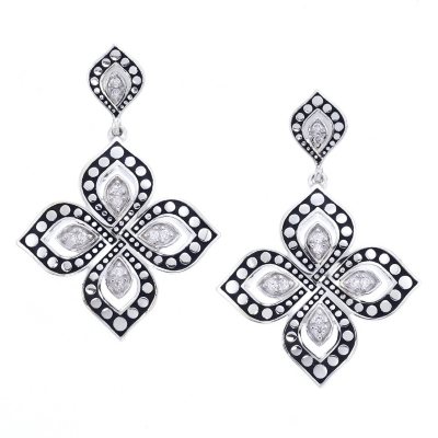 Fancy Design Sterling Silver and 0.10 ct. t.w. Diamond Earrings (H-I, I1)