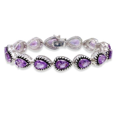 Amethyst Bracelet in Sterling Silver with Blackened Finish