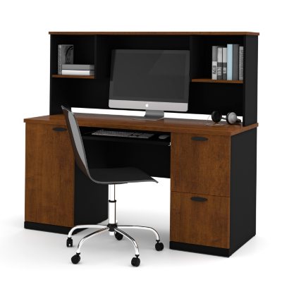 HomePro 69000 Credenza and Hutch Kit - Tuscany Brown and Black