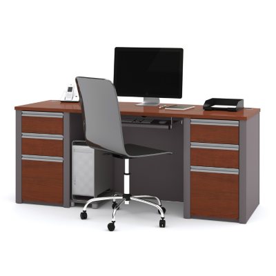 Bestar - OfficePro 93000 Executive Desk - Bordeaux & Slate