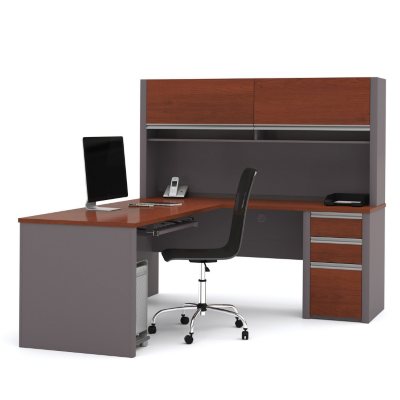 Bestar - OfficePro 93000 L-Shaped desk - Bordeaux & Slate