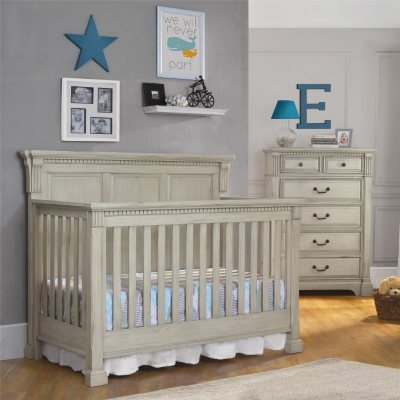 Monbebe Everett 4-in-1 Convertible Crib, Antique Gray