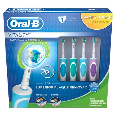 Oral-B Vitality Rechargeable Toothbrush, Family 4-Pack - Sam's Club