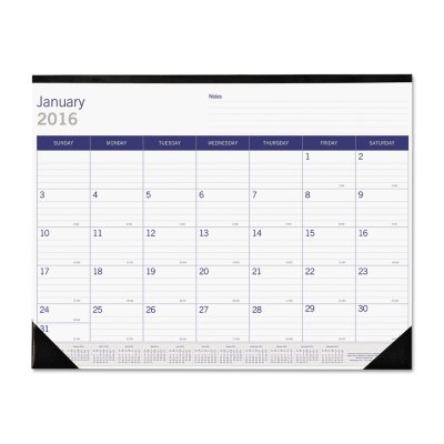Blueline - Blueline DuraGlobe Monthly Desk Pad Calendar, 22 x 17 -  2016