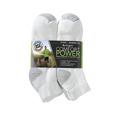 Comfort Power™ Men's 10 Pair White Quarter Top Socks