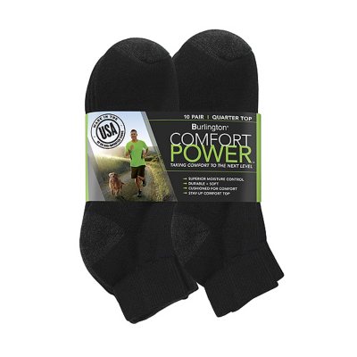 Comfort Power™ Men's 10 Pair Black Quarter Top Socks