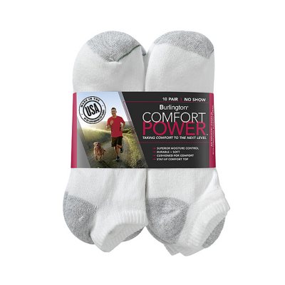 Comfort Power™ Men's 10 Pair White No Show Socks