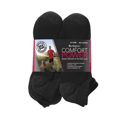 Comfort Power™ Men's 10 Pair Black No Show Socks