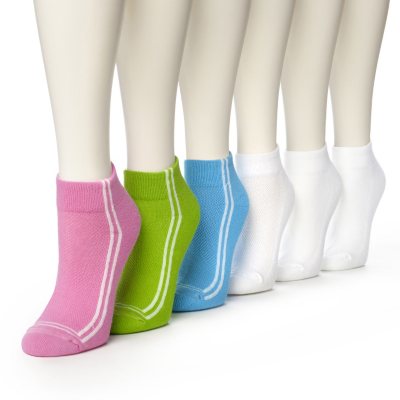 Women's Burlington Perfect Comfort™ Quarter Top Socks - 3 Pair Solid Racer Stripe & 3 Pair Solid White