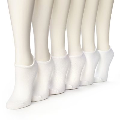 Women's Burlington Perfect Comfort™ No Show Liner Socks - Solid White - 6 pairs