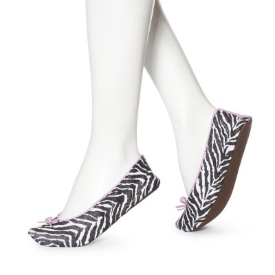 Women's June & Daisy 1 Pr Cotton Slippers - Zebra