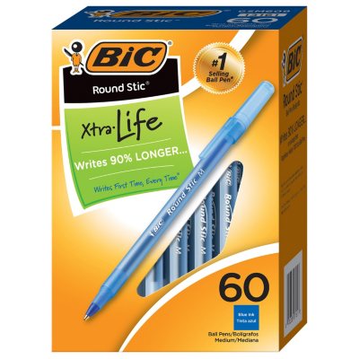 BIC - Round Stic Ballpoint Pen, Blue Ink, Medium - 60 Pens