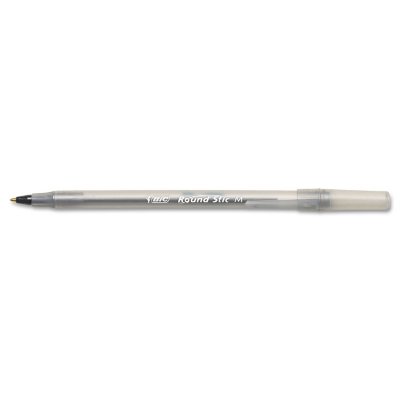 BIC - Round Stic Ballpoint Stick Pen, Black Ink, Medium - 12 Pens