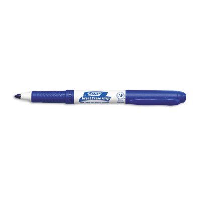 BIC - Great Erase Grip Dry Erase Markers, Fine Point, Blue - 12 Pack