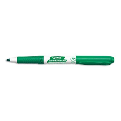 BIC - Great Erase Grip Dry Erase Markers, Fine Point, Green - 12 Pack