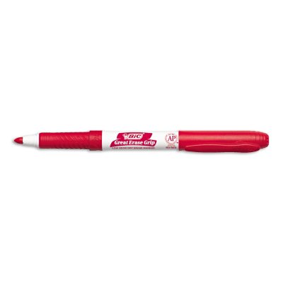 BIC - Great Erase Grip Dry Erase Markers, Fine Point, Red - 12 Pack