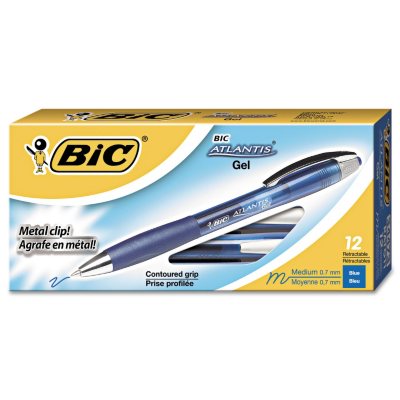 BIC - Atlantis Retractable Gel Pen, Blue Ink, Medium - 12 Pens