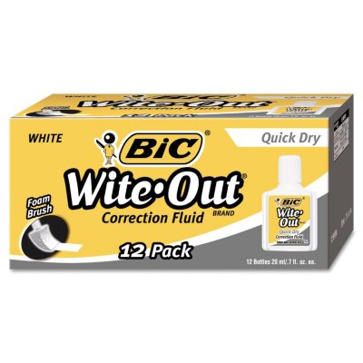 BIC - Wite-Out Quick Dry Correction Fluid, 20 ml Bottle, White - 12 Pack