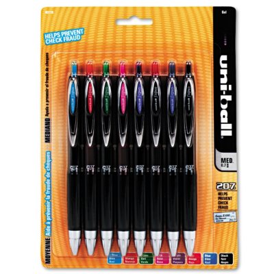 uni-ball - Signo Gel 207 Roller Ball Retractable Gel Pen, Assorted Ink, Medium - 8 ct. 