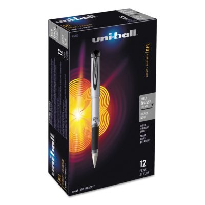 uni-ball - 207 Impact Roller Ball Stick Gel Pen, Black Ink - Bold