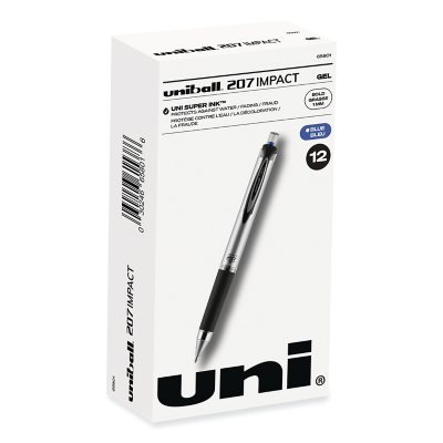 uni-ball - 207 Impact Roller Ball Stick Gel Pen, Blue Ink - Bold