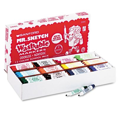Mr. Sketch - Washable Watercolor Markers, Conical Point, 12 Colors - 192 per Pack