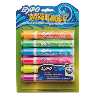 EXPO Washable Dry Erase Markers, Assorted Colors (Bullet Tip, 6 ct.)