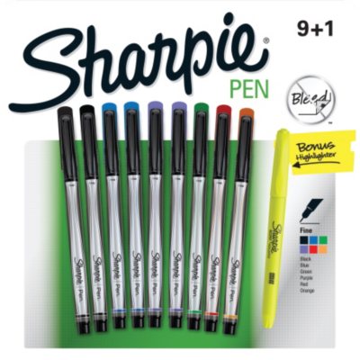 Sharpie - Plastic Point Stick Permanent Pen, Assorted Colors, Medium - 9 Pens