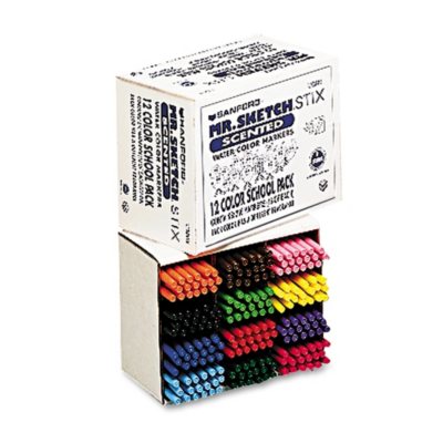 Mr. Sketch - Scented Stix Watercolor Markers, Fine Point, 12 Colors - 216 per Pack