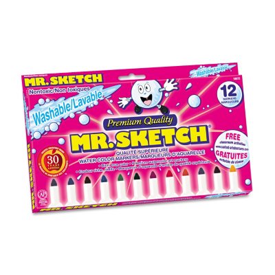Mr. Sketch - Washable Watercolor Markers, Conical Point, Assorted - 12 per Pack