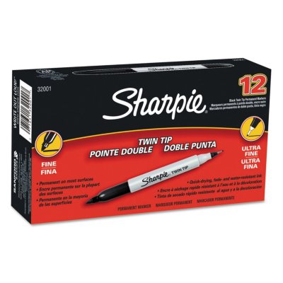 Sharpie Twin-Tip Permanent Marker, Black (Ultra-Fine and Fine Tip)