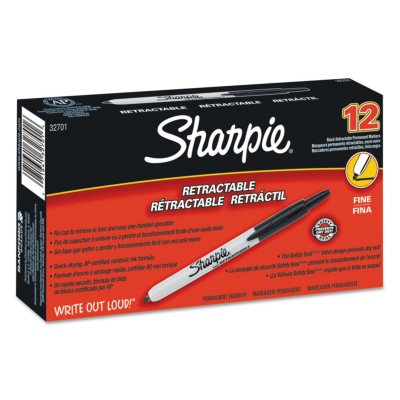 Sharpie - Retractable Permanent Marker, Fine Point - Black