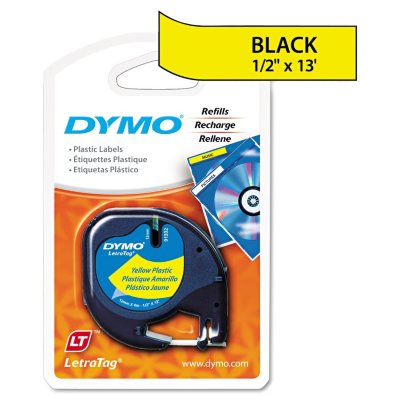 DYMO - LetraTag Plastic Label Tape Cassette, 1/2in x 13ft -  Hyper Yellow