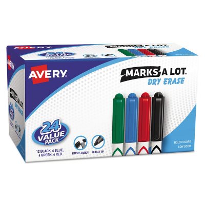 Marks-A-Lot Pen Style Dry Erase Markers, Assorted Colors (Fine, 24 ct.)