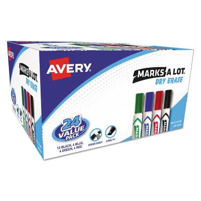 Marks-A-Lot Desk Style Dry Erase Markers, Assorted Colors (Chisel Tip, 24 ct.)