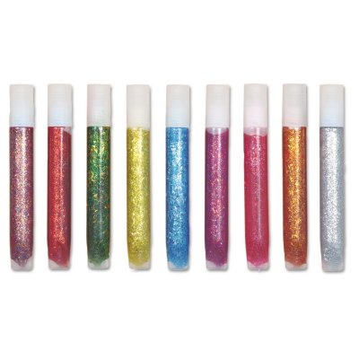 RoseArt - Washable Glitter Glue Pens, Assorted, .36 oz Tube -  9/Set