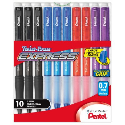 Pentel - Twist-Erase EXPRESS Mechanical Pencil, 0.7 mm - 10 Pencils