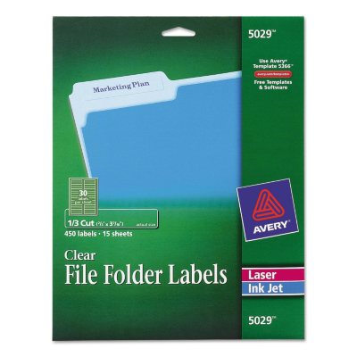 Avery 1/3 Tab Self-Adhesive File Labels, Clear (450 ct.)