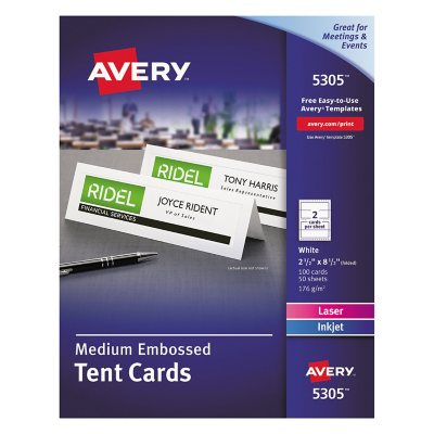 Avery - 5305 - Tent Cards, Inkjet/Laser, Medium - 100 Cards  