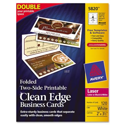 Avery 5820 - Clean Edge Business Cards, Foldable, Laser - 120 Cards