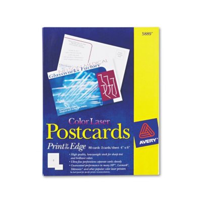 Avery 5889 - Postcards, Color Laser, 4 x 6", Matte - 80 Cards