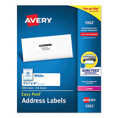 Avery Jam-Free Laser Mailing Labels   5962