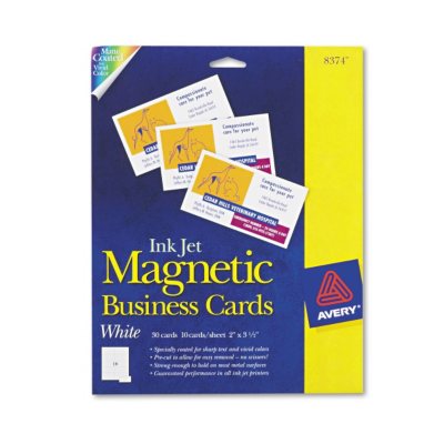Avery 8374 - Magnetic Business Cards, Inkjet, White - 30 Cards