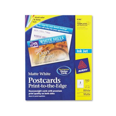 Avery - 8386 - Postcards, Inkjet, 4 x 6", Matte - 100 Cards