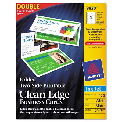 Avery 8820 - Clean Edge Business Cards, Foldable, Inkjet - 120 Cards