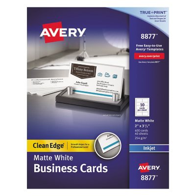Avery 8877 or 8870 - Clean Edge Business Cards, Inkjet - Various Counts