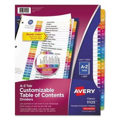 Avery 11125 - Ready Index Table of Contents Dividers - A to Z