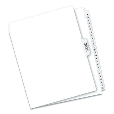 Avery Legal Side Tab Divider, Title: A-Z, Letter, White, 1 Set