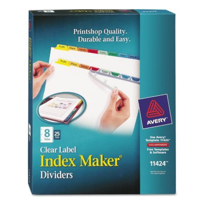 Avery - Index Maker Divider w/Multicolor Tabs, 8-Tab, Letter - 25 Sets/Box